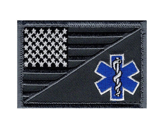 EMT USA Flag Medic Ems Tactical Hook Patch (Subdued Silver-MFY15) BY MILTACUSA