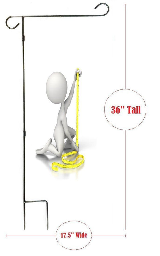 Powder Coated Wrought Iron Garden Flag Stand, garden flag holder flag post flag stand (17.5 inches wide 38 inches high)