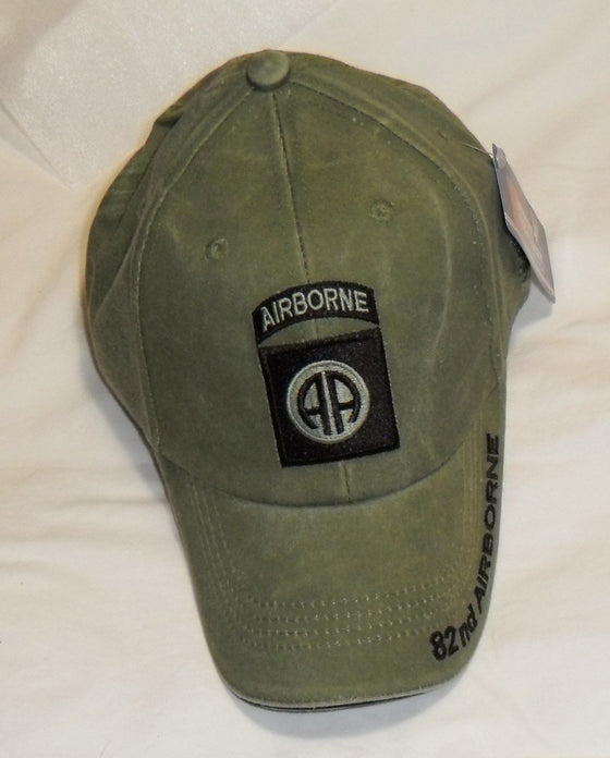 82nd Airborne Insignia Hat - U.S. Army OD Green Baseball Cap Hat
