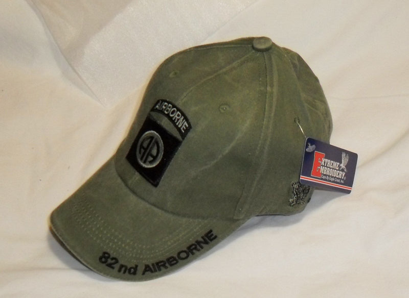 82nd Airborne Insignia Hat - U.S. Army OD Green Baseball Cap Hat