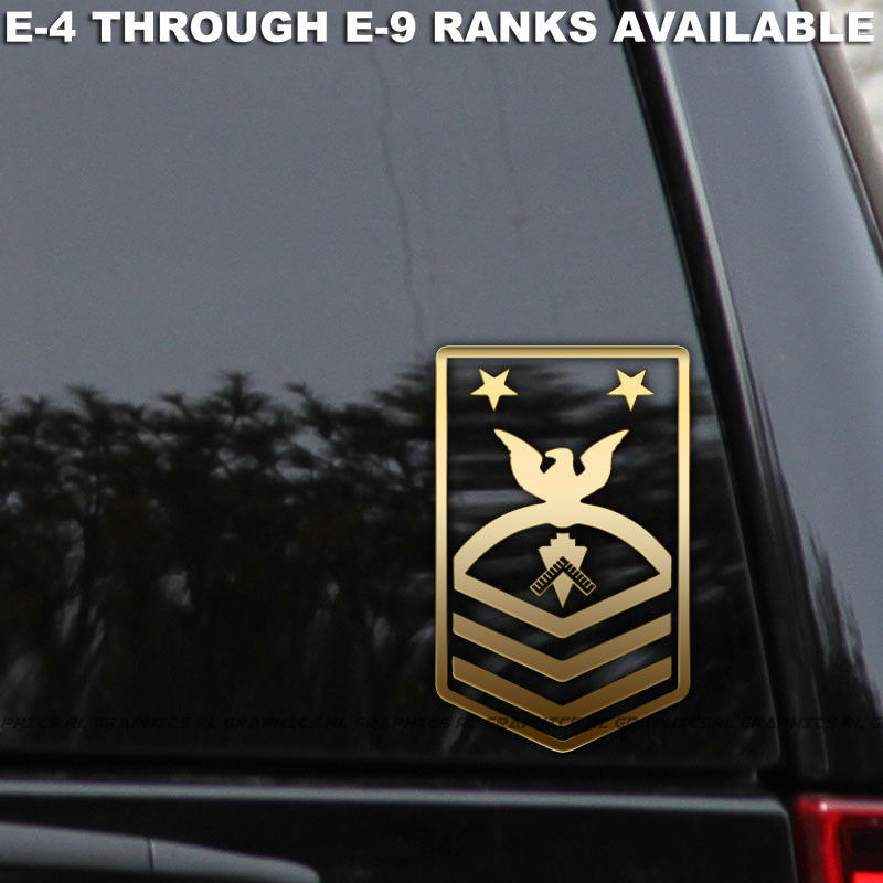 2PCS/SET US Navy SEABEES Builder Decal Sticker Officer Chief Senior Master Window