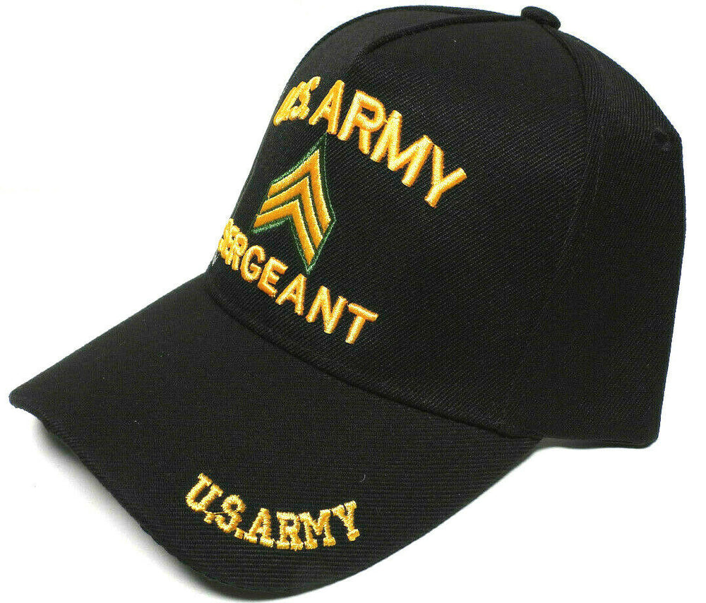 ARMY SERGEANT Cap/Hat w/ Shadow Stripes Black Military