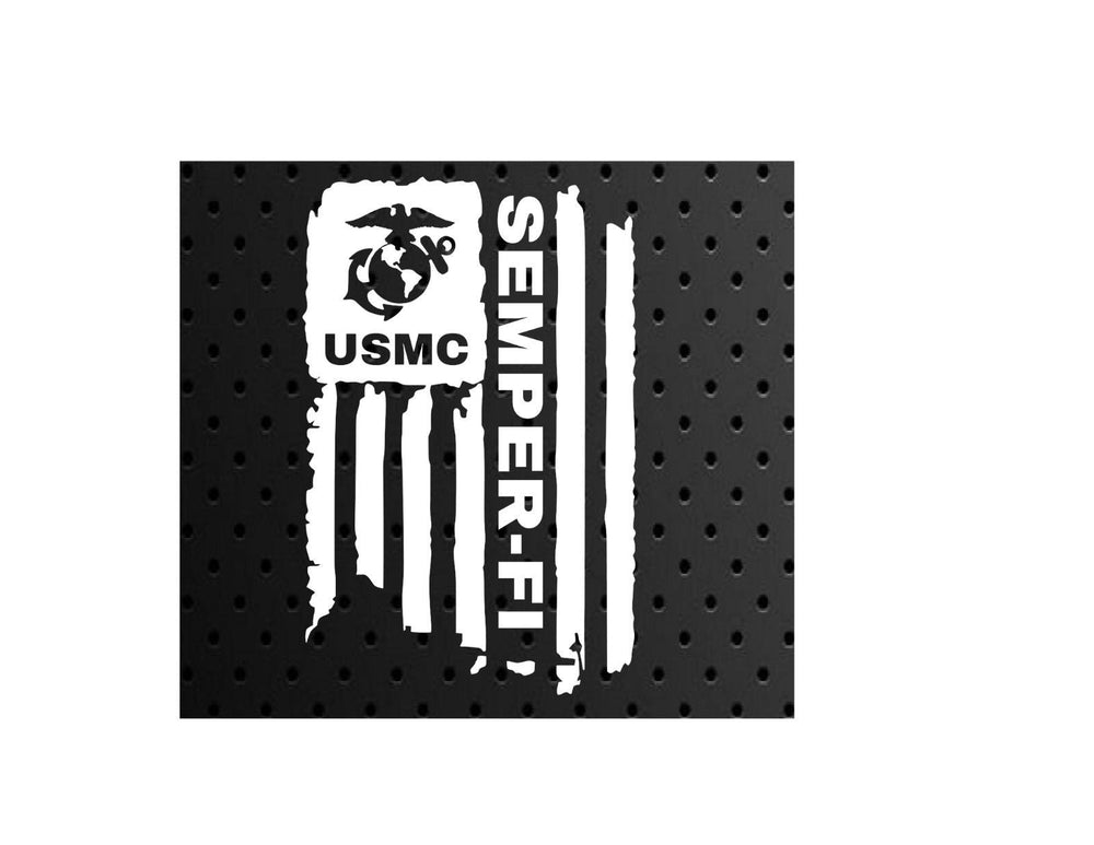 DISTRESSED USMC UNITED STATES MARINE CORPS FLAG SEMPER-FI DECAL STICKER