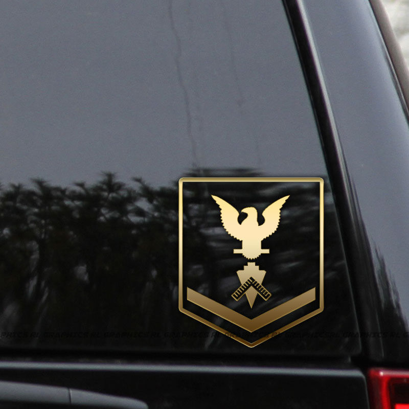 2PCS/SET US Navy SEABEES Builder Decal Sticker Officer Chief Senior Master Window
