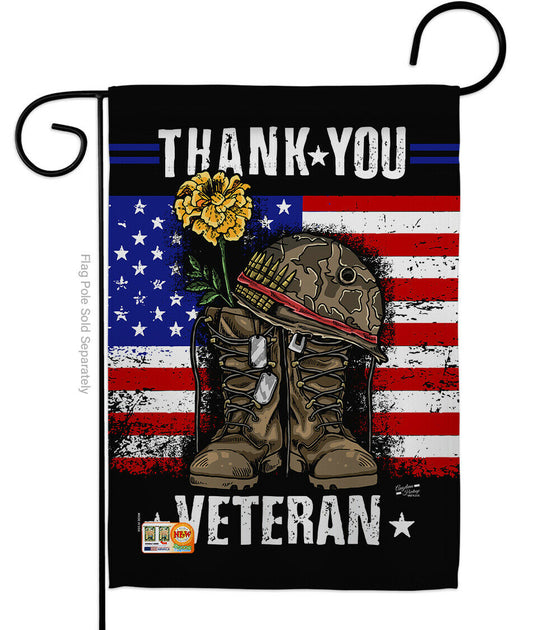 Thank you Veteran Garden Flag Military Armed Forces Gift Small Yard House Banner