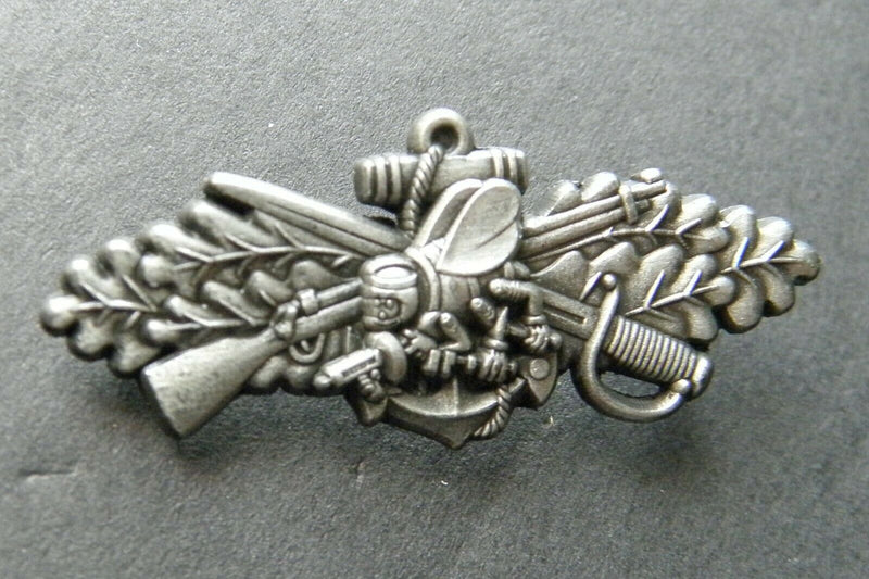 SEABEES COMBAT WARFARE SCW PEWTER USN NAVY MINI LAPEL PIN BADGE 1.5 INCHES