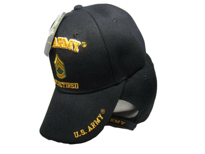 U.S. Army SFC Retired Military Black Embroidered Cap Hat CAP560C (TOPW)