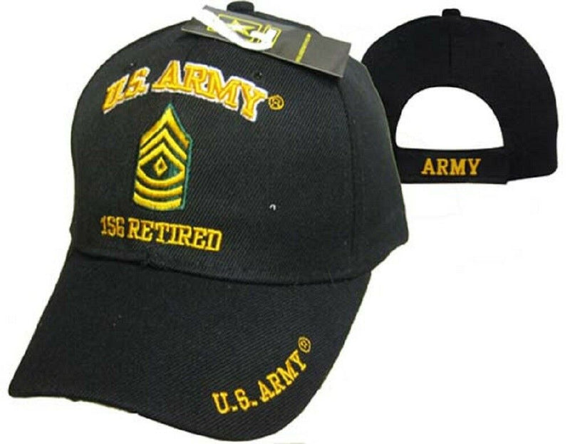 U.S. Army 1SG Retired Military Black Embroidered Cap Hat CAP560E (TOPW)