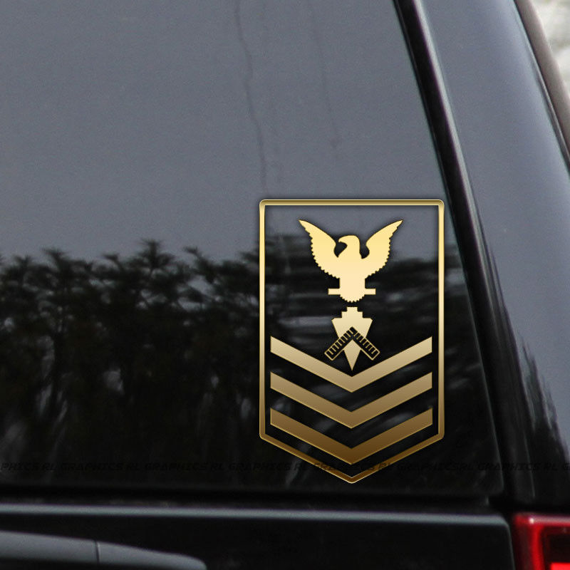 2PCS/SET US Navy SEABEES Builder Decal Sticker Officer Chief Senior Master Window