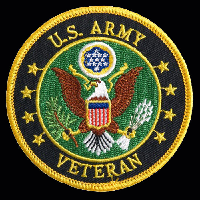 US Army Veteran EMBROIDERED 3 inch IRON ON MILITARY PATCH