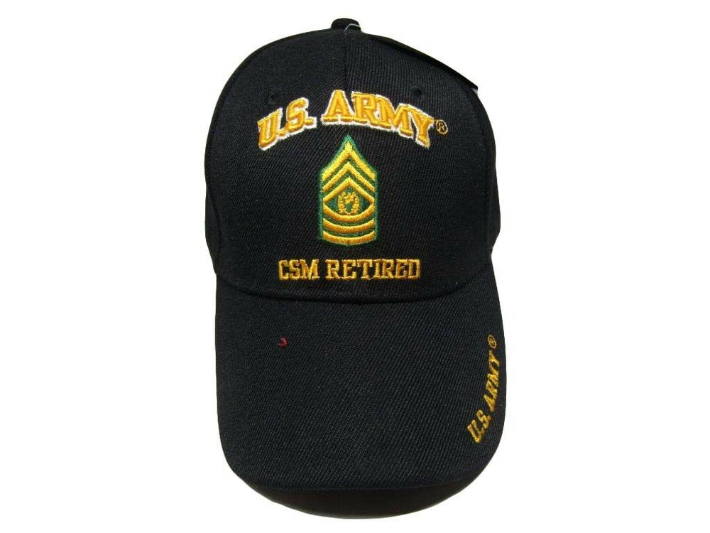 U.S. Army CSM Command Retired Military Black Embroidered Cap Hat CAP560G