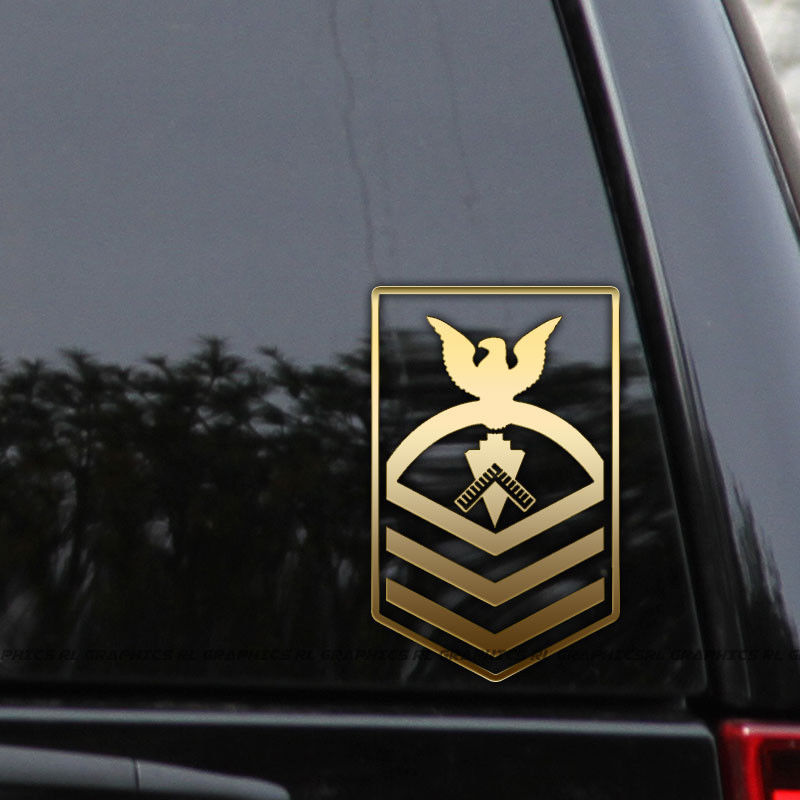 2PCS/SET US Navy SEABEES Builder Decal Sticker Officer Chief Senior Master Window