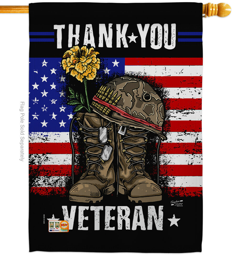 Thank you Veteran Garden Flag Military Armed Forces Gift Small Yard House Banner