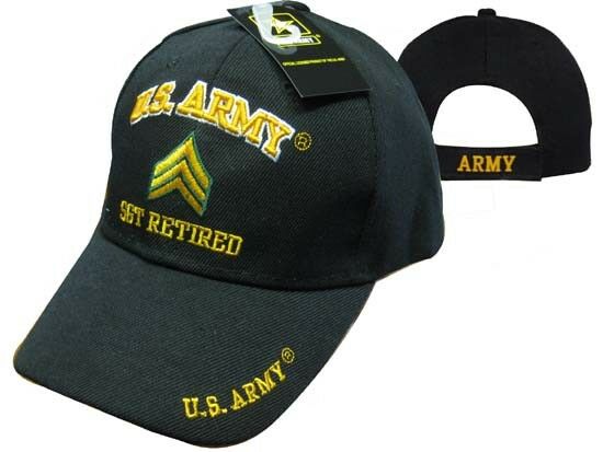 U.S. Army SGT Retired Embroidered 3D Black Ball Cap Hat(Licensed) CAP560A (TOPW)