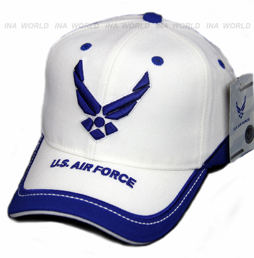 US AIR FORCE hat USAF Logo Military Official Licensed Baseball cap- White/Blue