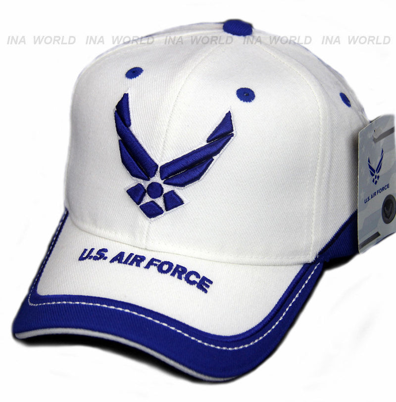 US AIR FORCE hat USAF Logo Military Official Licensed Baseball cap- White/Blue