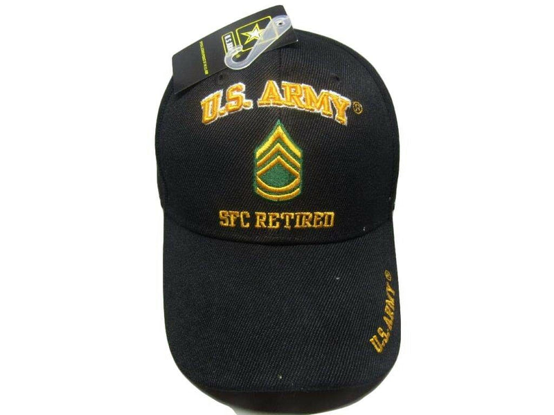 U.S. Army SFC Retired Military Black Embroidered Cap Hat CAP560C (TOPW)