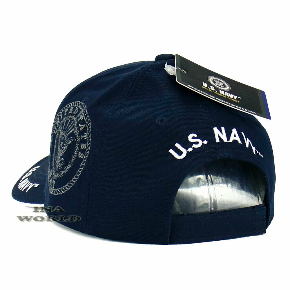 U.S. NAVY Hat Military NAVY Official Licensed Baseball Cap- Navy Blue/White