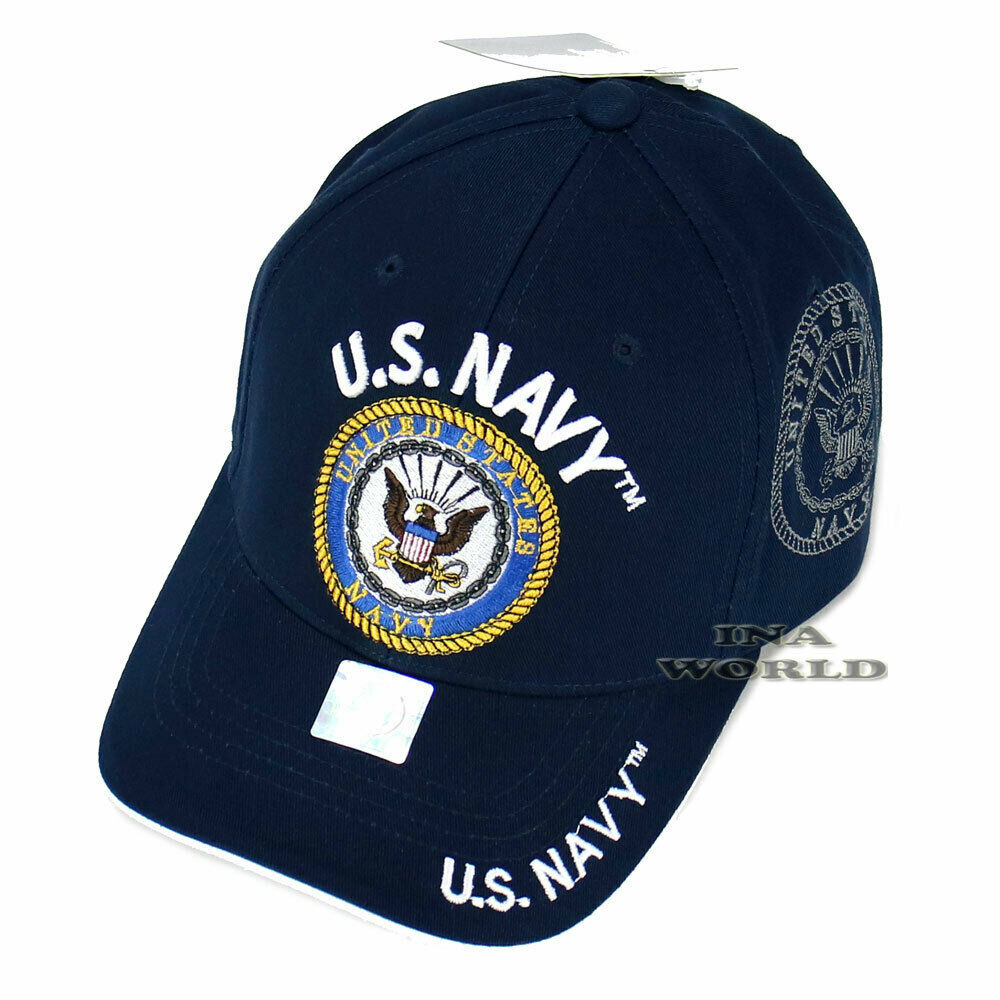 U.S. NAVY Hat Military NAVY Official Licensed Baseball Cap- Navy Blue/White