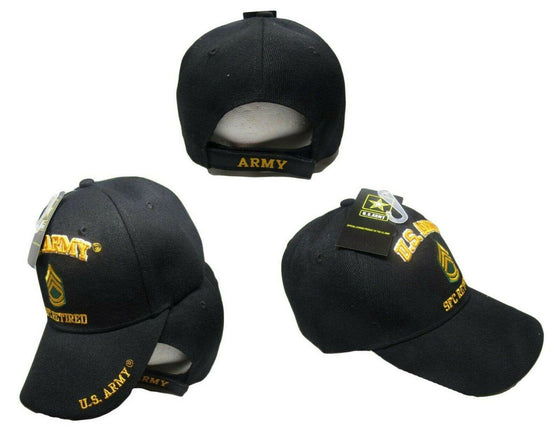 U.S. Army SFC Retired Military Black Embroidered Cap Hat CAP560C (TOPW)
