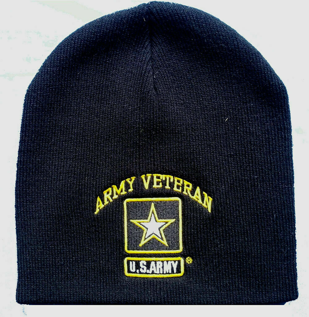 Army Vet Veteran & Star Beanie Official US Army Licensed Beanie Warm Hat