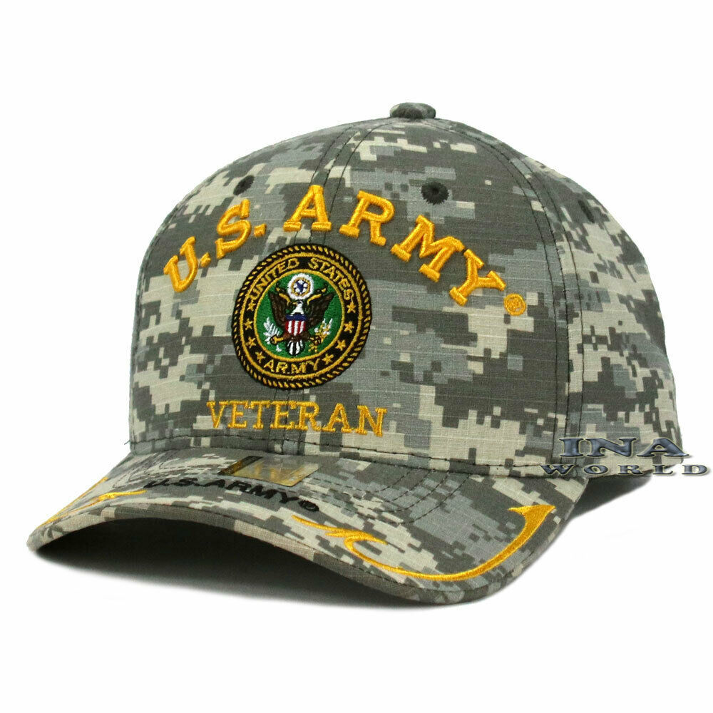 U.S. ARMY Hat ARMY VETERAN Eagle Logo Military Licensed Baseball Cap- ACU Camo