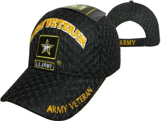 US Army Gold Star Army Veteran Black Mesh Adjustable Strap Hat Cap LICENSED