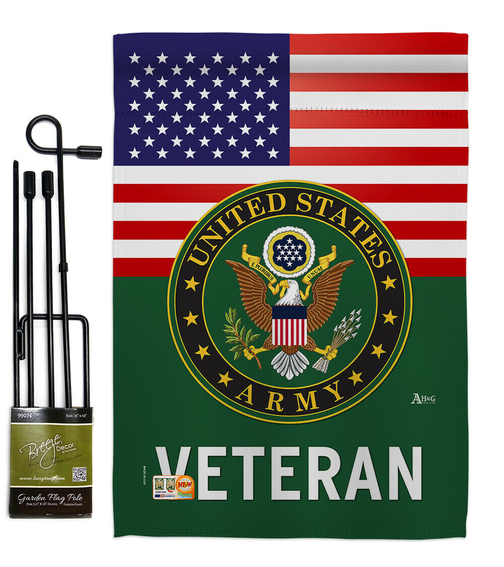 US Army Veteran Garden Flag Armed Forces Military Veteran Gift Yard Banner