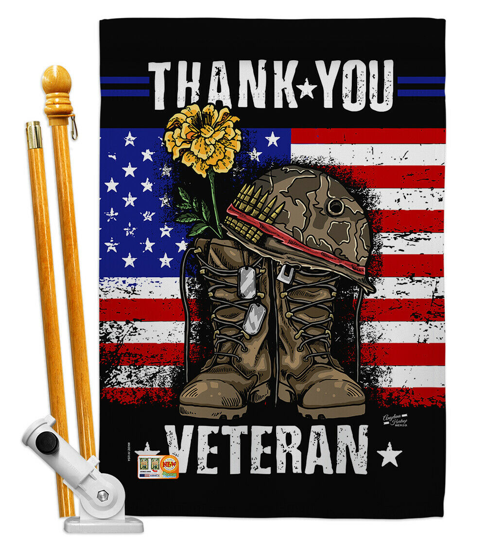 Thank you Veteran Garden Flag Military Armed Forces Gift Small Yard House Banner