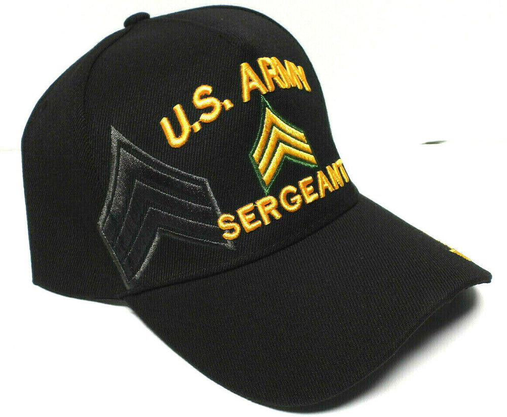 ARMY SERGEANT Cap/Hat w/ Shadow Stripes Black Military