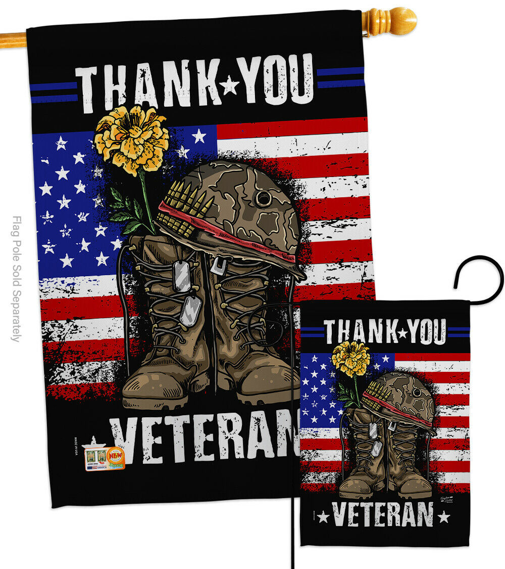 Thank you Veteran Garden Flag Military Armed Forces Gift Small Yard House Banner