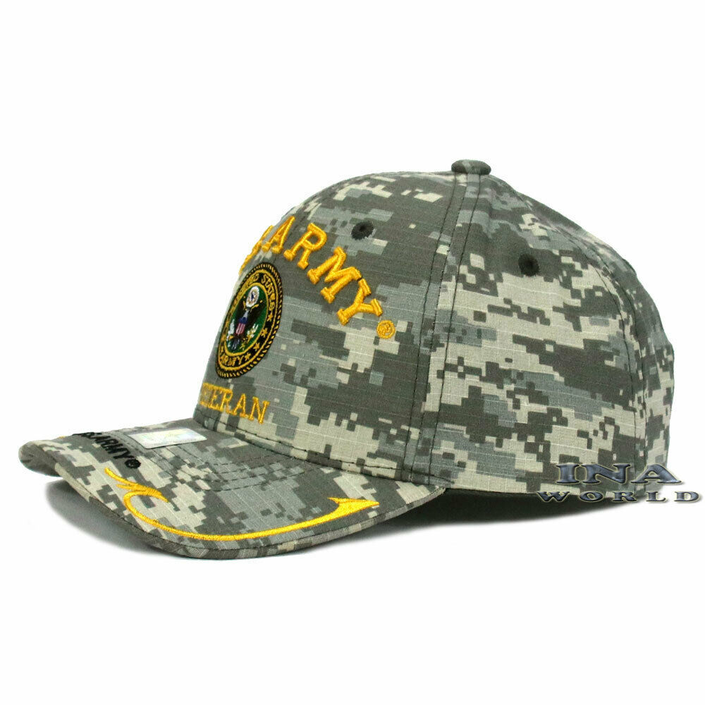 U.S. ARMY Hat ARMY VETERAN Eagle Logo Military Licensed Baseball Cap- ACU Camo