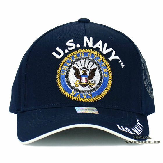 U.S. NAVY Hat Military NAVY Official Licensed Baseball Cap- Navy Blue/White