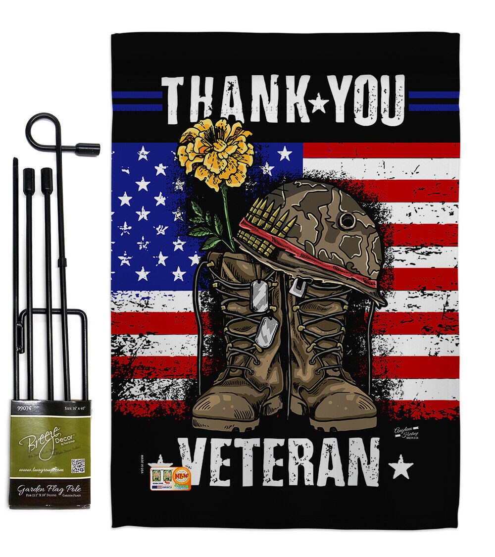 Thank you Veteran Garden Flag Military Armed Forces Gift Small Yard House Banner