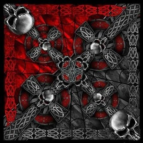 Celtic Cross and Gothic Skulls Biker Bandana 21"x21" New BIKER Doo Rag BAN-0008
