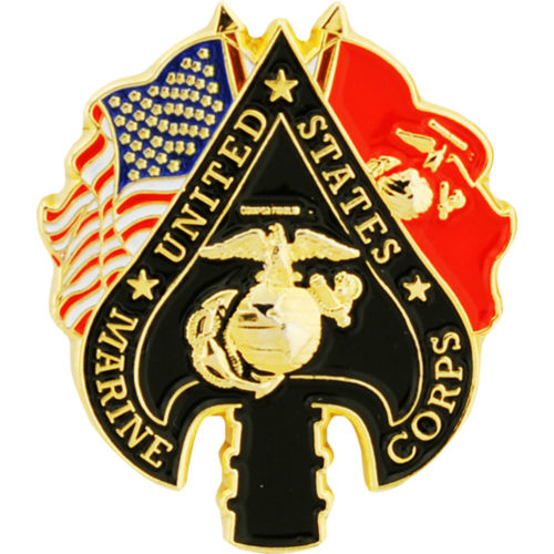 US Marine Corps Spade Flags Emblem USMC Lapel / Hat Pin