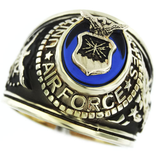 Air Force Seal US Military Gold EP Mens Ring