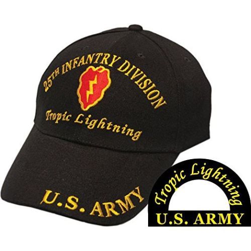 US Army 25th Infantry Division Tropic Lightning Black Embroidered Cap Hat EE0101