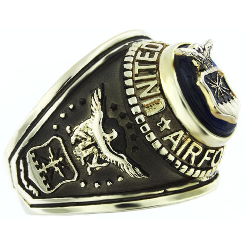 Air Force Seal US Military Gold EP Mens Ring