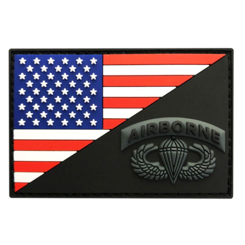 USA Flag Airborne Tactical Patch [3D-PVC Rubber- 3.0 X 2.0-AB-9] Hook