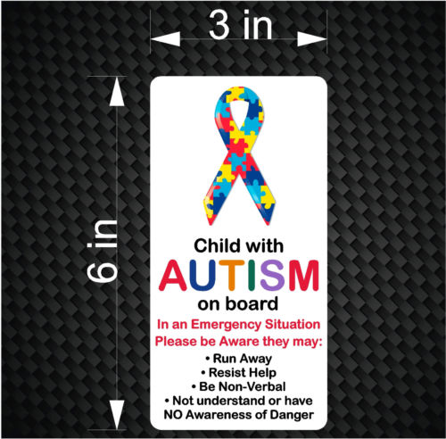 Child with AUTISM on Board - Emergency Awareness Car Vinyl Bumper Sticker Decal