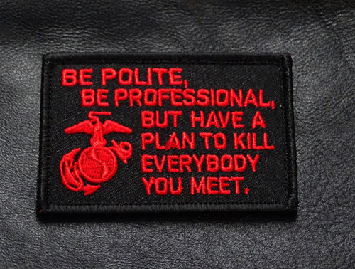 MARINE CORPS USMC Quote MORALE HOOK PATCH (RED/BLK)