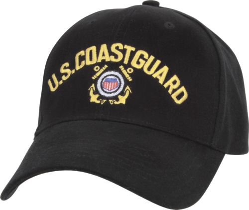 Black US Coast Guard Shield & Anchor Logo Adjustable Baseball Hat Cap