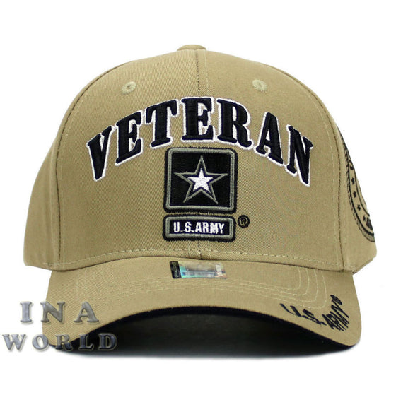 U.S. ARMY hat Military VETERAN ARMY STRONG Licensed Baseball cap- Khaki Beige