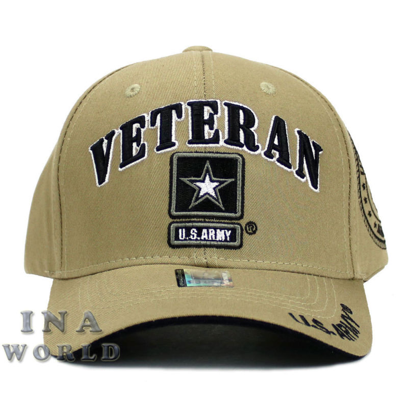 U.S. ARMY hat Military VETERAN ARMY STRONG Licensed Baseball cap- Khaki Beige