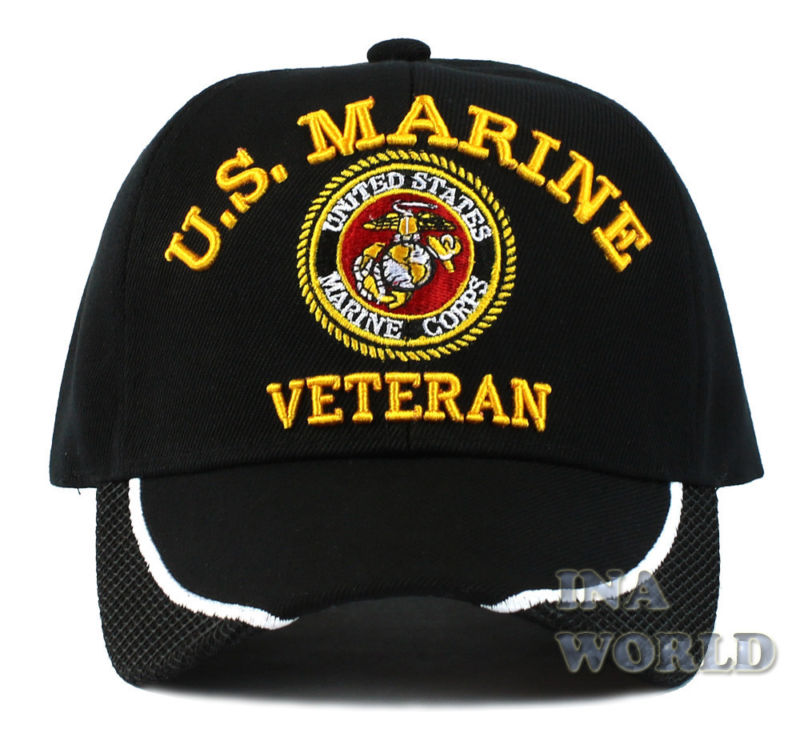 U.S. MARINES hat cap Military MARINE VETERAN Licensed Baseball cap- Black