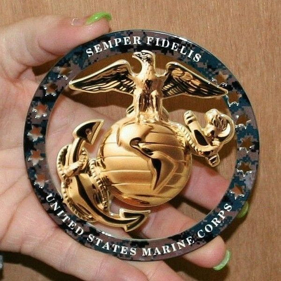 USMC ENLISTED EGA ROUND EMBLEM MAGNET INSIGNIA 4"x4" MARINE CORPS SEMPER FI