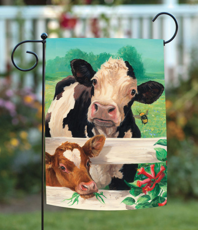 Farm Buddies 12.5 x 18 Barnyard Cow Bee Flower Meadow Garden Flag