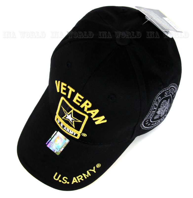 U.S. ARMY hat cap Military VETERAN ARMY STRONG Licensed Baseball cap- Black/Gold