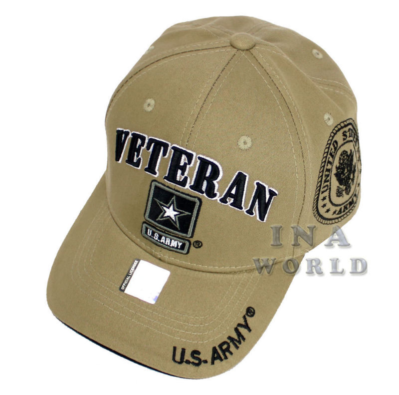 U.S. ARMY hat Military VETERAN ARMY STRONG Licensed Baseball cap- Khaki Beige